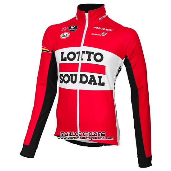 2015 Maillot Ciclismo Lotto Soudal Rouge et Noir Manches Longues et Cuissard